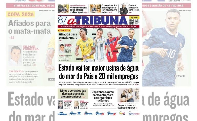 Confira os destaques do jornal A Tribuna deste domingo