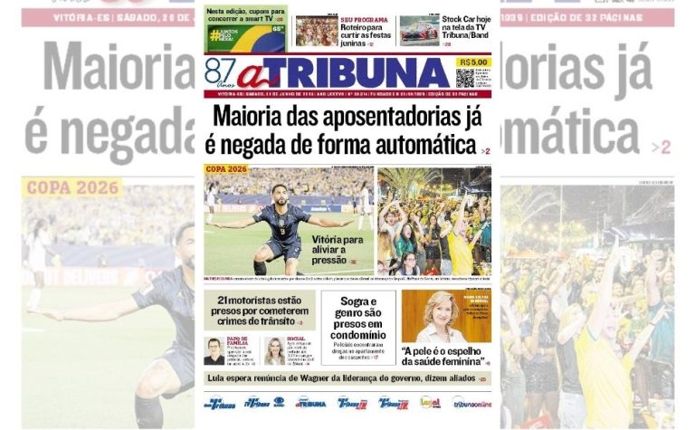 Confira os destaques do jornal A Tribuna deste sábado
