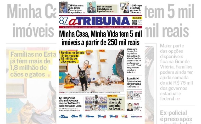 Confira os destaques do jornal A Tribuna deste sábado