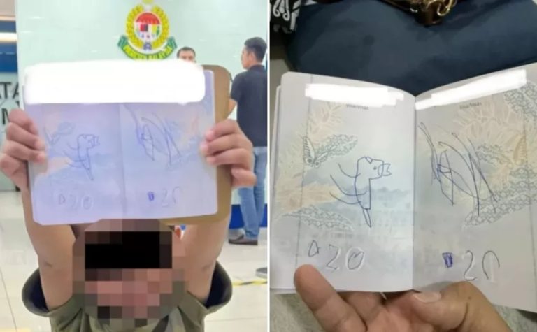 Filho desenha dinossauro em passaporte e cancela voo da mãe na Malásia