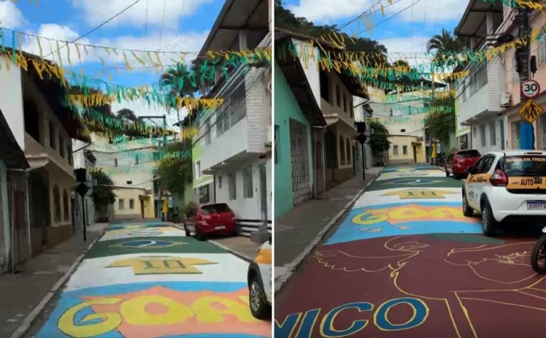 Rua em homenagem a único capixaba campeão da Copa é decorada em Santa Leopoldina