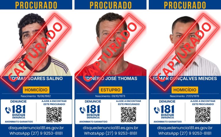 Três homens são presos após a divulgação de lista de foragidos no ES