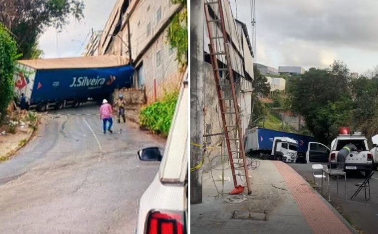Carreta falha ao subir ladeira e interdita rua de Cariacica