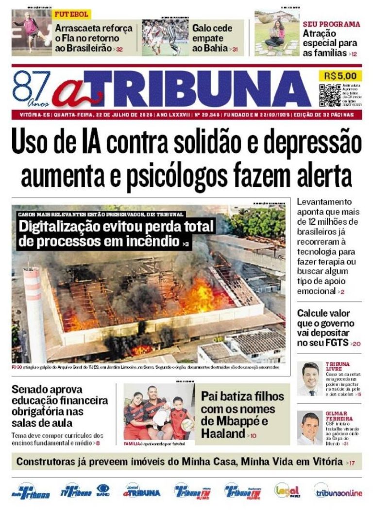 Confira os destaques do jornal A Tribuna desta quarta-feira