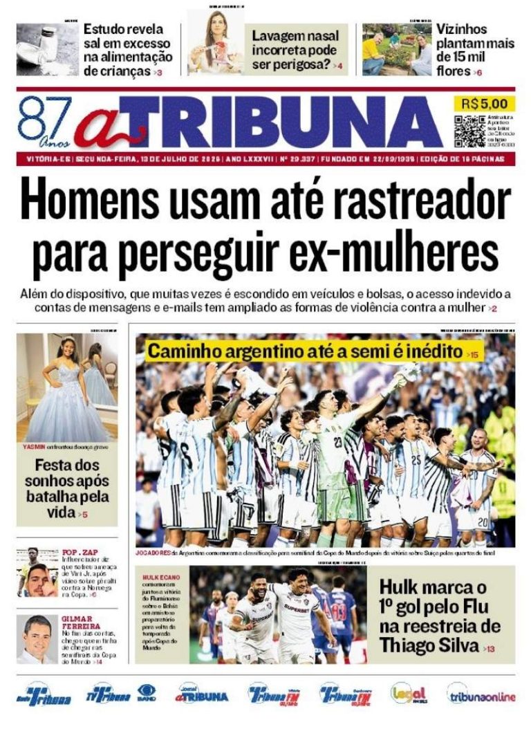 Confira os destaques do jornal A Tribuna desta segunda-feira