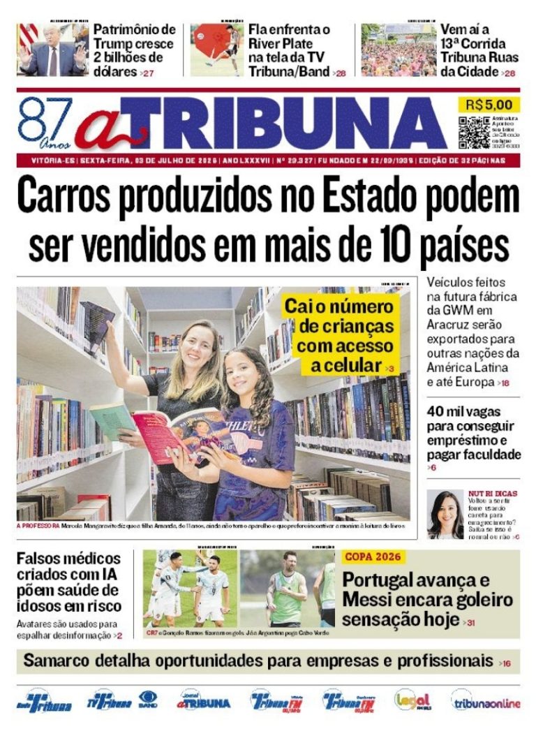 Confira os destaques do jornal A Tribuna desta sexta