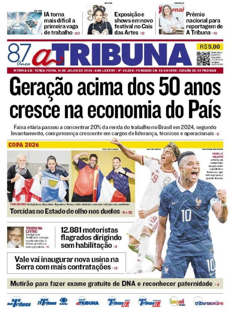 Confira os destaques do jornal A Tribuna desta terça-feira