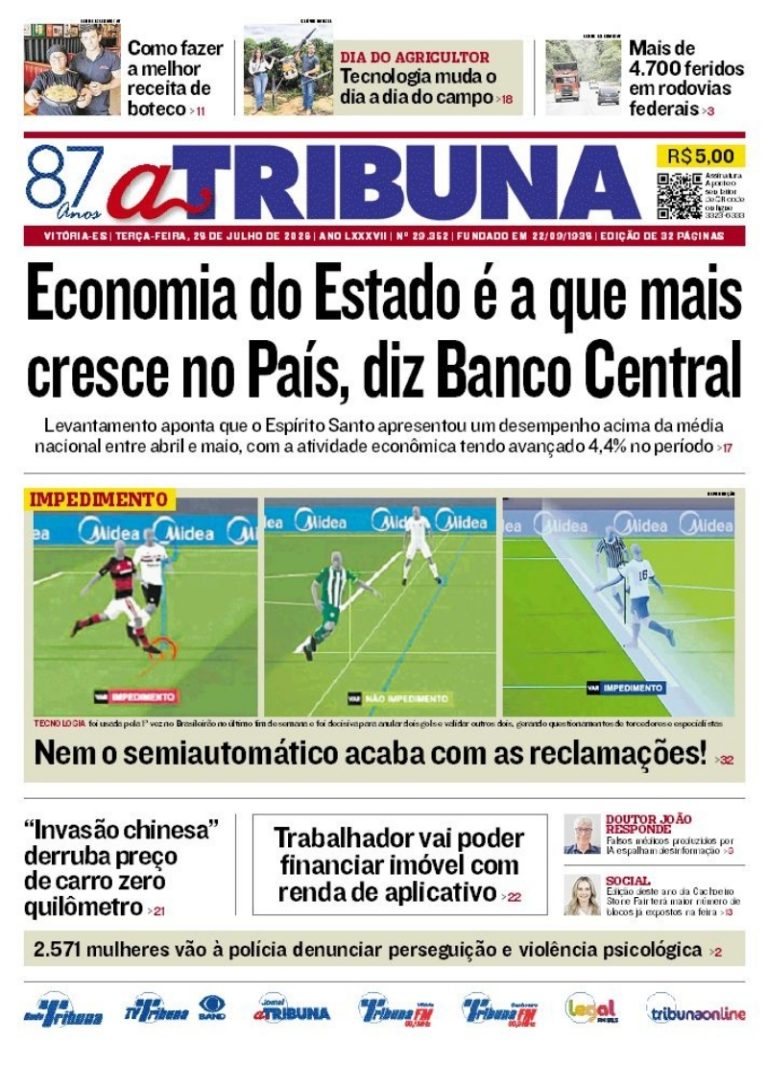 Confira os destaques do jornal A Tribuna desta terça-feira