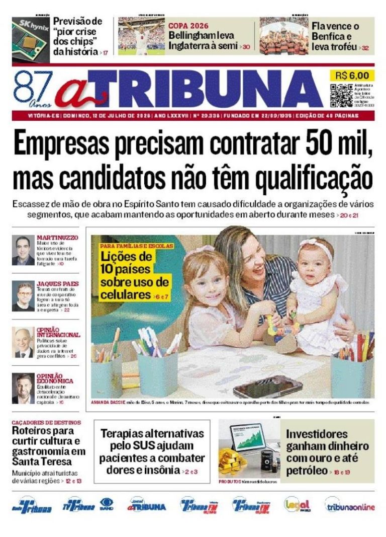 Confira os destaques do jornal A Tribuna deste domingo