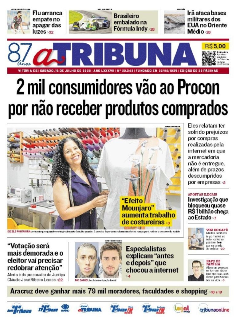 Confira os destaques do jornal A Tribuna deste sábado