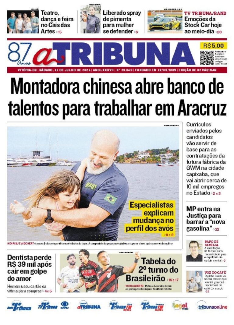 Confira os destaques do jornal A Tribuna deste sábado