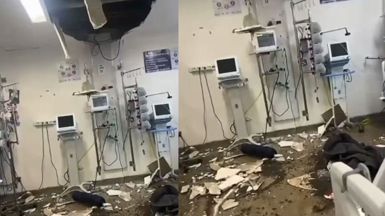Forro do teto desaba e paciente é atingida no Hospital da Restauração