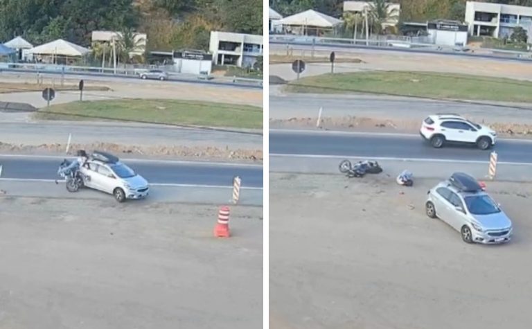 Motociclista bate em carro e é socorrido em estado de gravidade em Anchieta