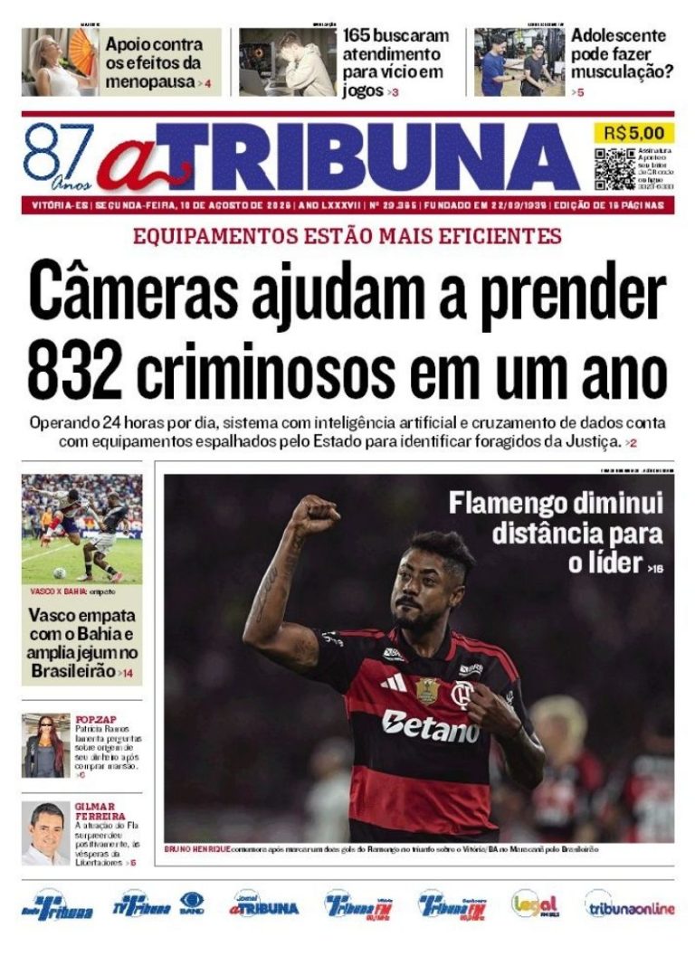 Confira os destaques do jornal A Tribuna desta segunda-feira