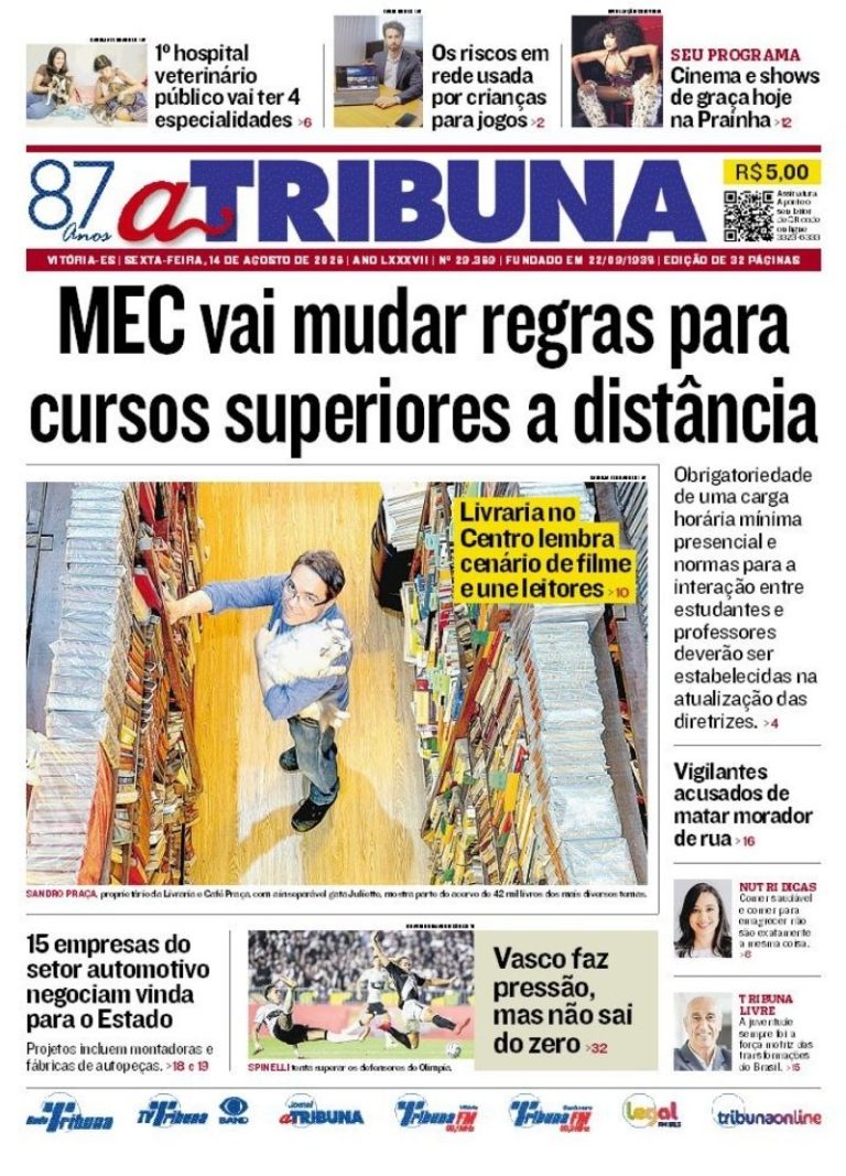 Confira os destaques do jornal A Tribuna desta sexta-feira