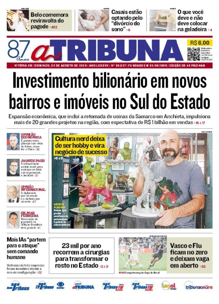 Confira os destaques do jornal A Tribuna deste domingo