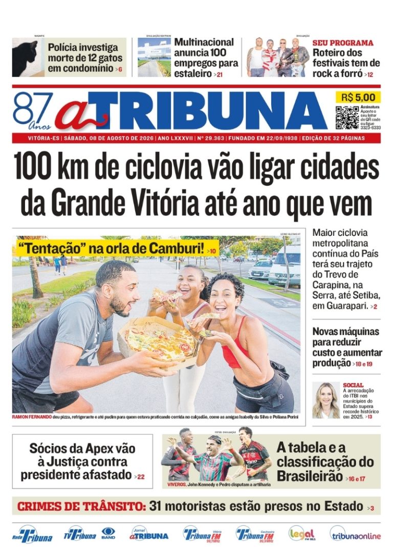 Confira os destaques do jornal A Tribuna deste sábado